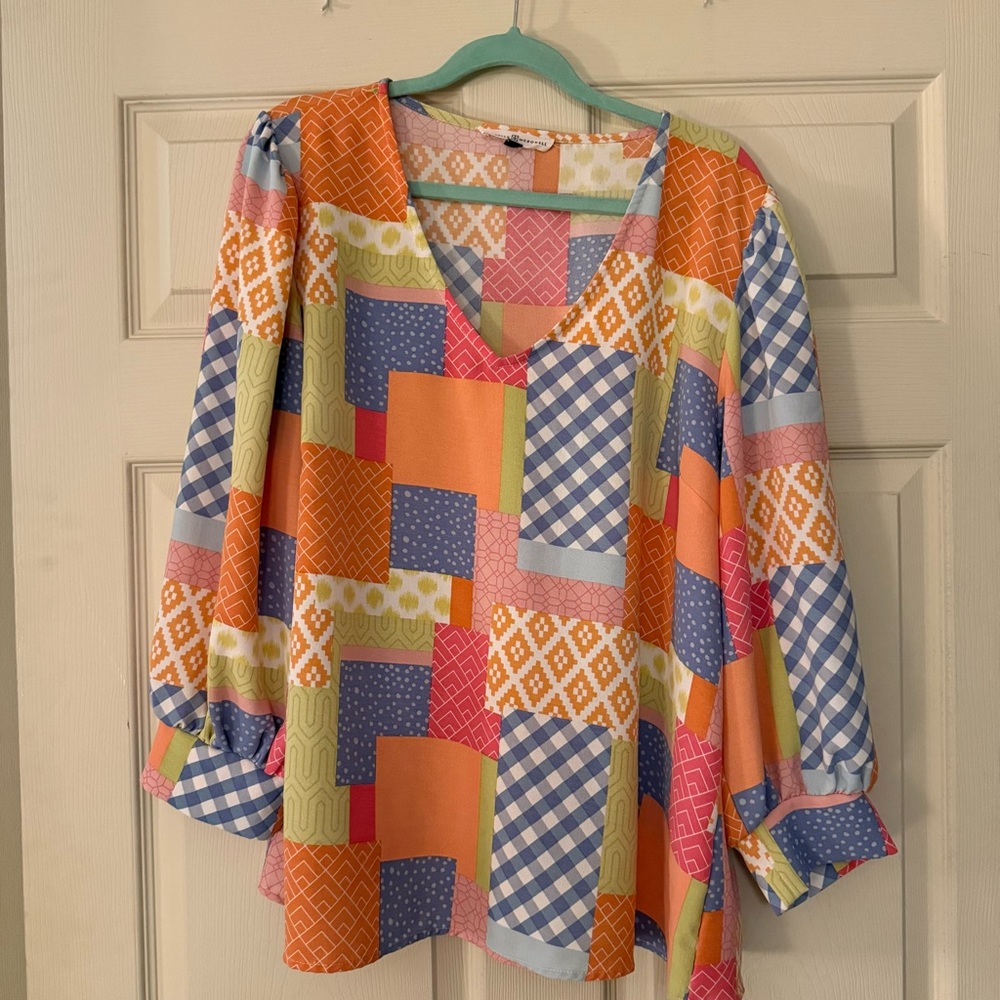 Michelle McDowell/Mary Square Patchwork Print Blo… - image 1